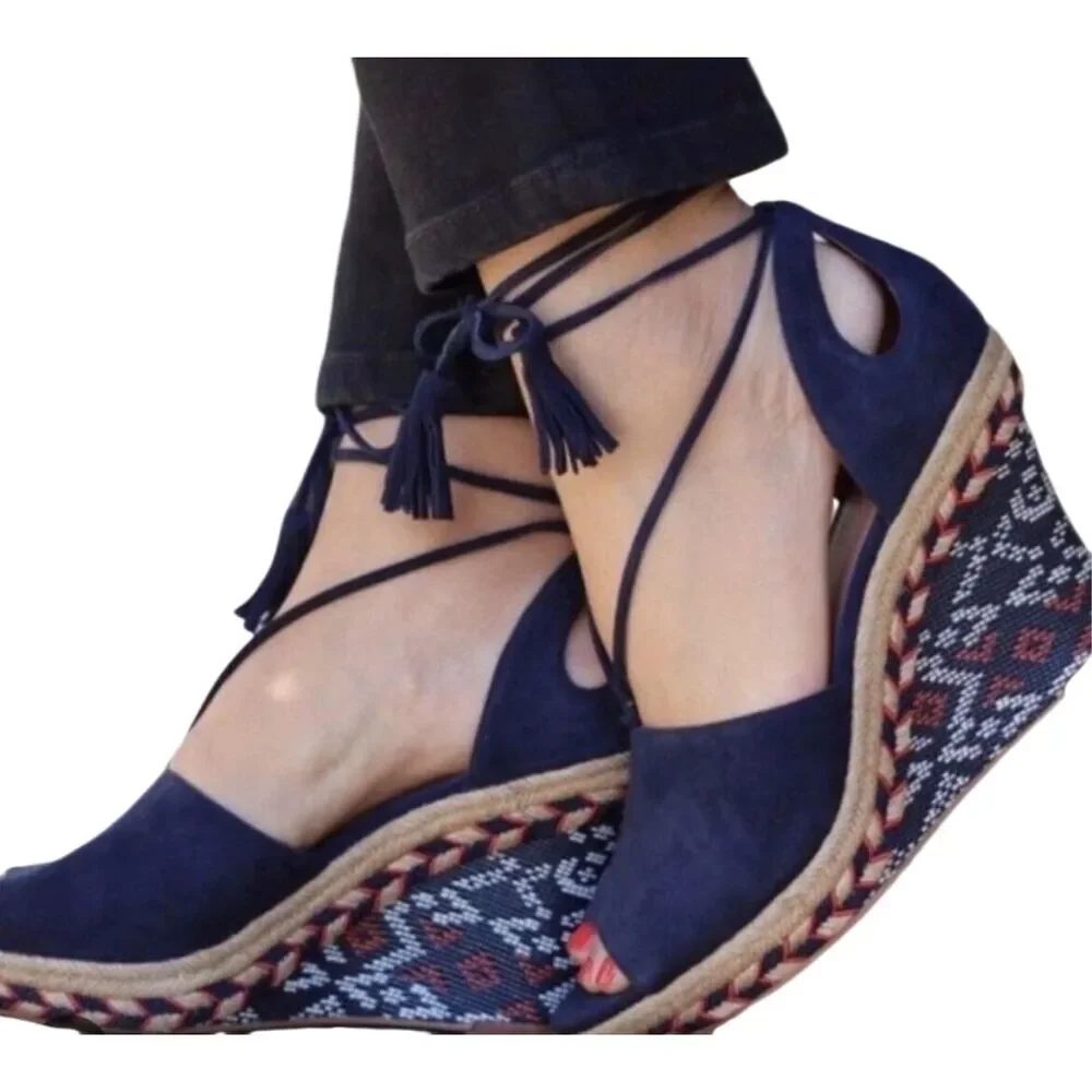 CAbi #6001 Isla Wedge Espadrilles Sz 7